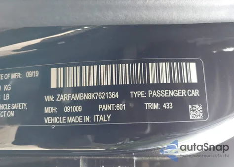 2019 Alfa Romeo Giulia Ti Rwd z USA, uszkodzony, nr VIN ZARFAMBN8K7621364